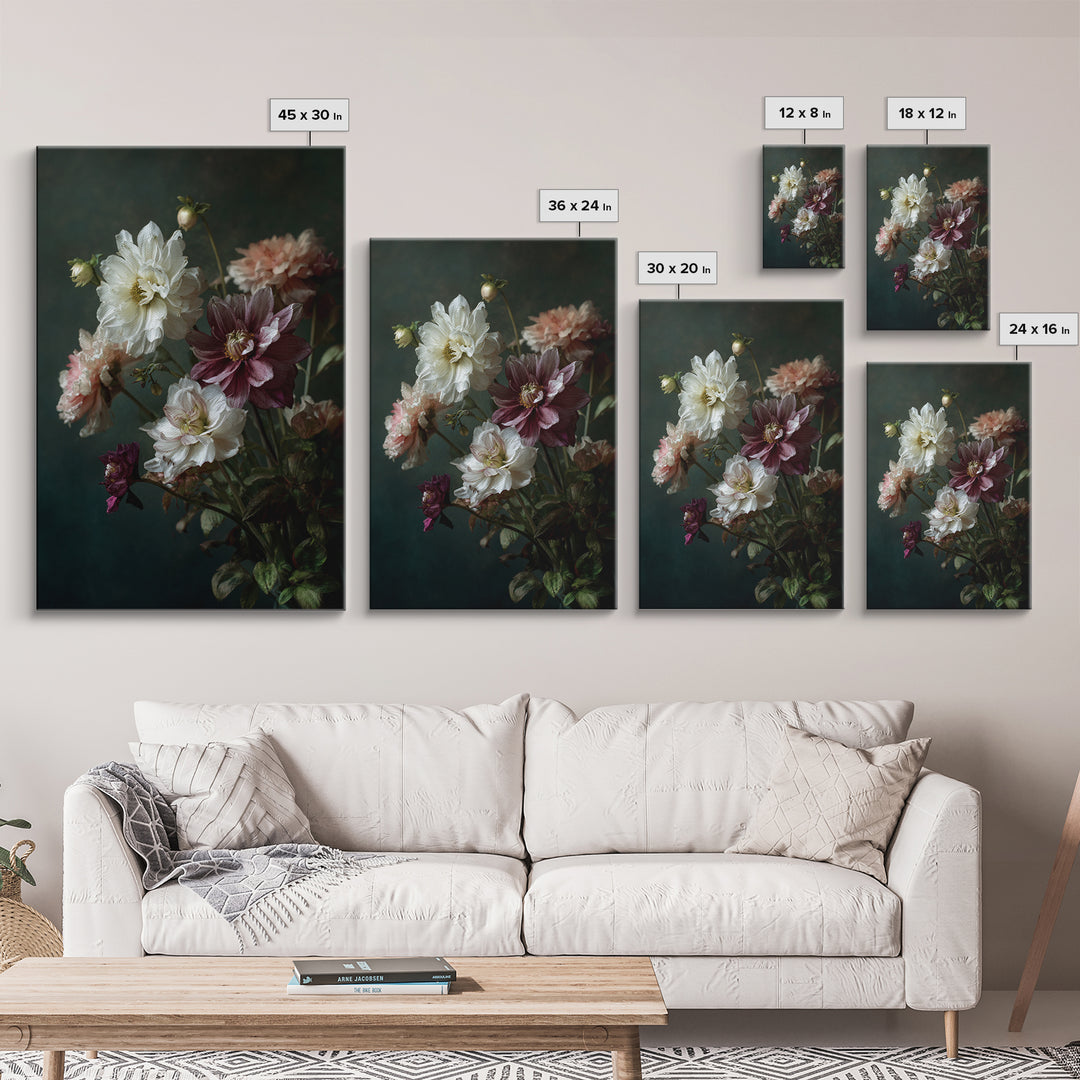 Night Garden with Pale Flowers and Stars Canvas Print, Master Bedroom, Fine Art Print, Bedroom Decor, Watercolor Art, Sanctuary, MAS-2x3-7