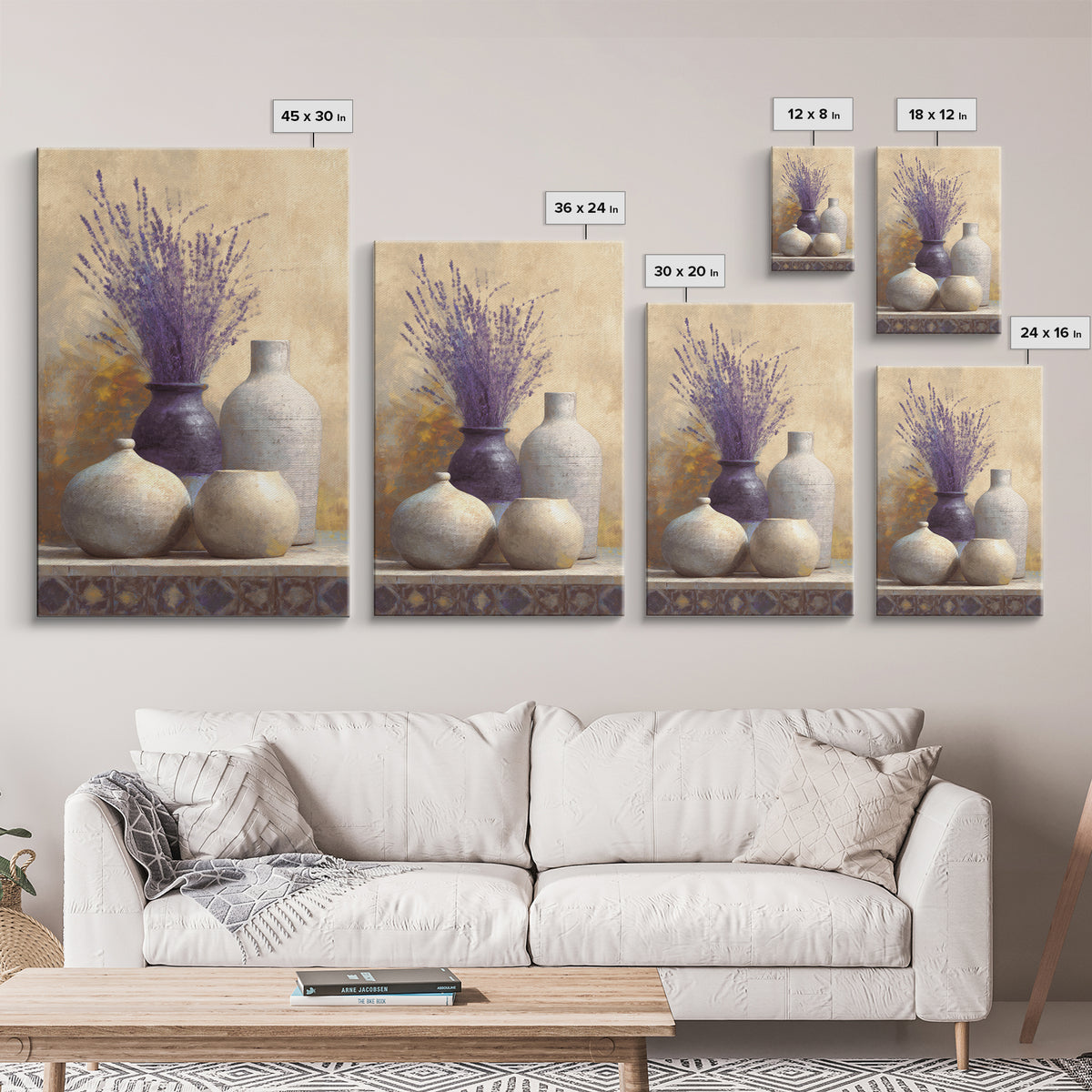 Lavender Field at Twilight Framed Canvas Print, Master Bedroom, Wall Decal, Bedroom Decor, Watercolor Art, Sanctuary, MAS-2x3-74