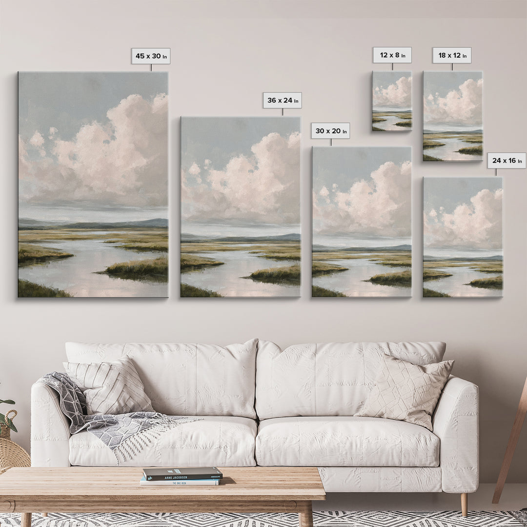Blush and Taupe Cloudscape Canvas Print, Master Bedroom, Canvas Print, Bedroom Decor, Abstract Art, Sanctuary, MAS-2x3-86