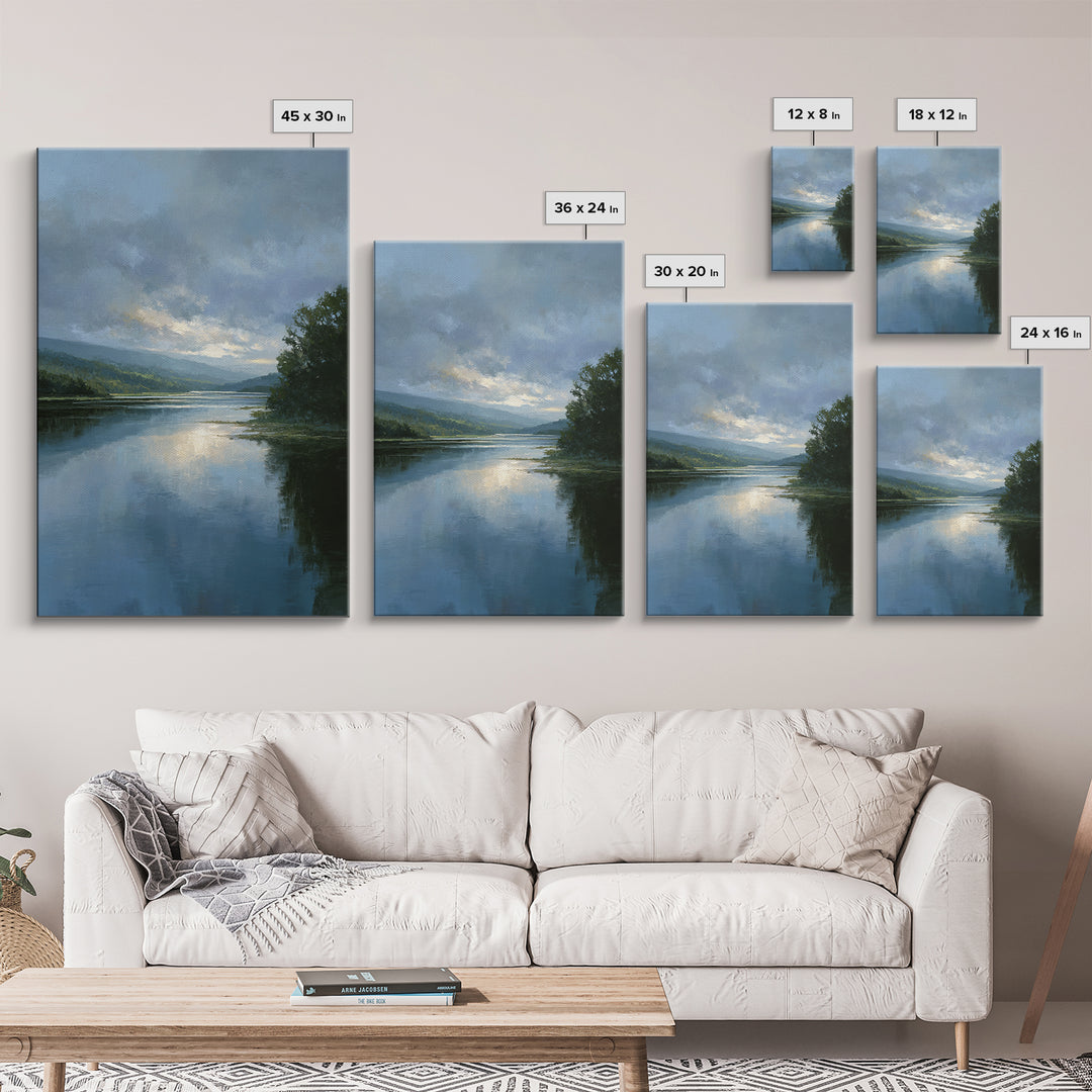 Serene Lake with Pale Morning Reflection Canvas Print, Master Bedroom, Above Bed Wall Decor, Bedroom Decor, Sanctuary, MAS-2x3-87