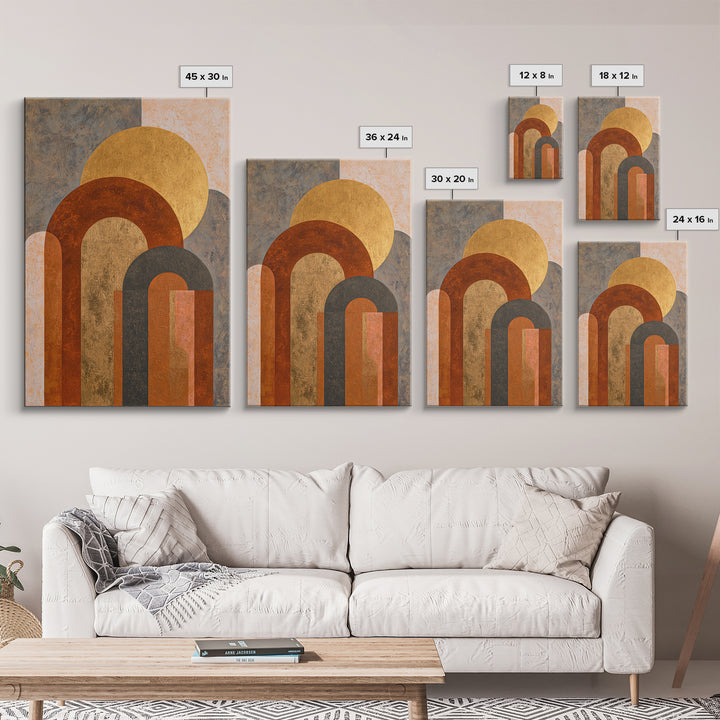 Gold Accented Abstract Arches Framed Canvas Print, Master Bedroom, Minimalist Wall Art, Bedroom Decor, Fine Art, Sanctuary, MAS-2x3-88