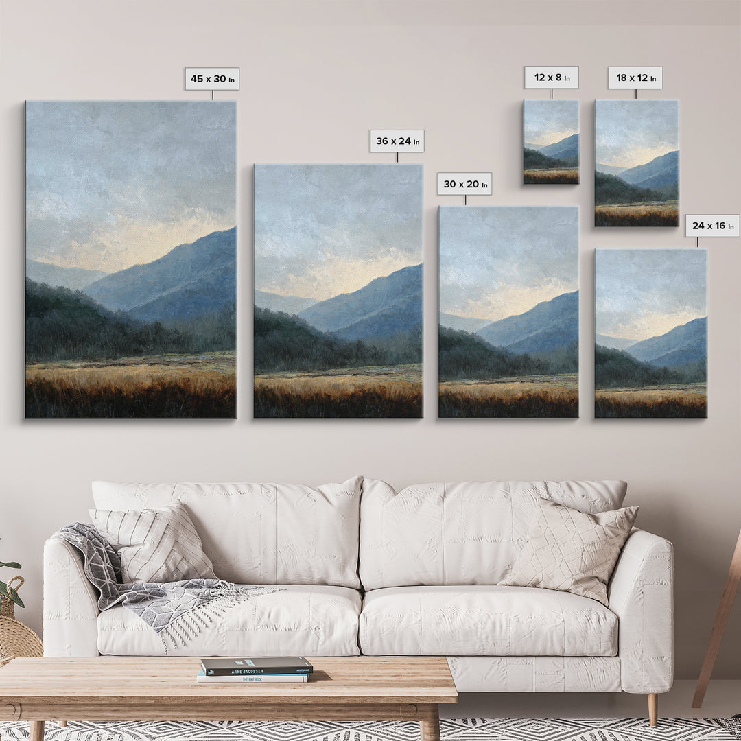 Soft Mountain Ridge Framed Canvas Print, Master Bedroom, Bedroom Prints, Bedroom Decor, Fine Art, Sanctuary, Gallery Decor, MAS-2x3-93