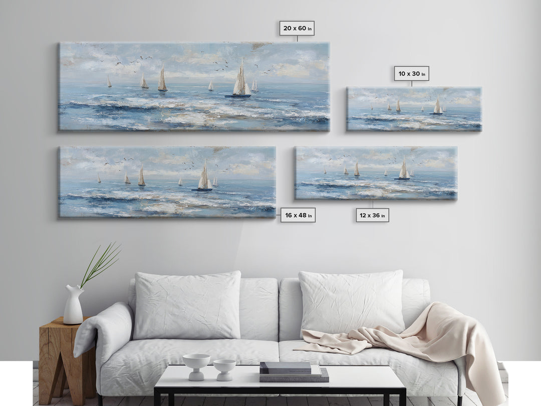 Hotel Coastal Landscape Canvas Print, Master Bedroom, Farmhouse Wall Art, Bedroom Decor, Oil Painting, Sanctuary, MAS-3x1-13