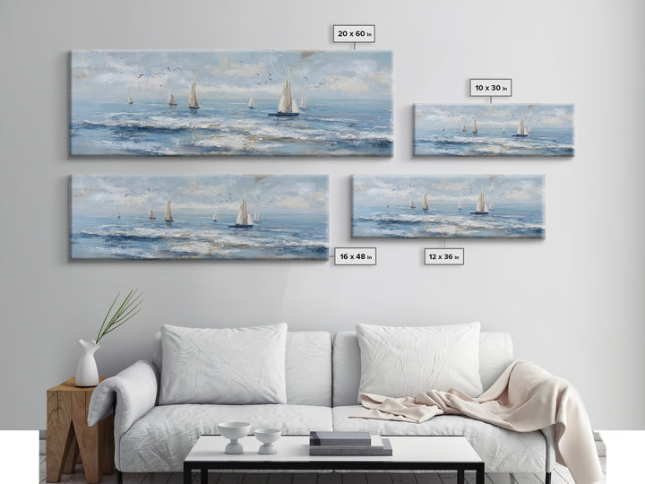 Hotel Coastal Landscape Canvas Print, Master Bedroom, Farmhouse Wall Art, Bedroom Decor, Oil Painting, Sanctuary, MAS-3x1-13