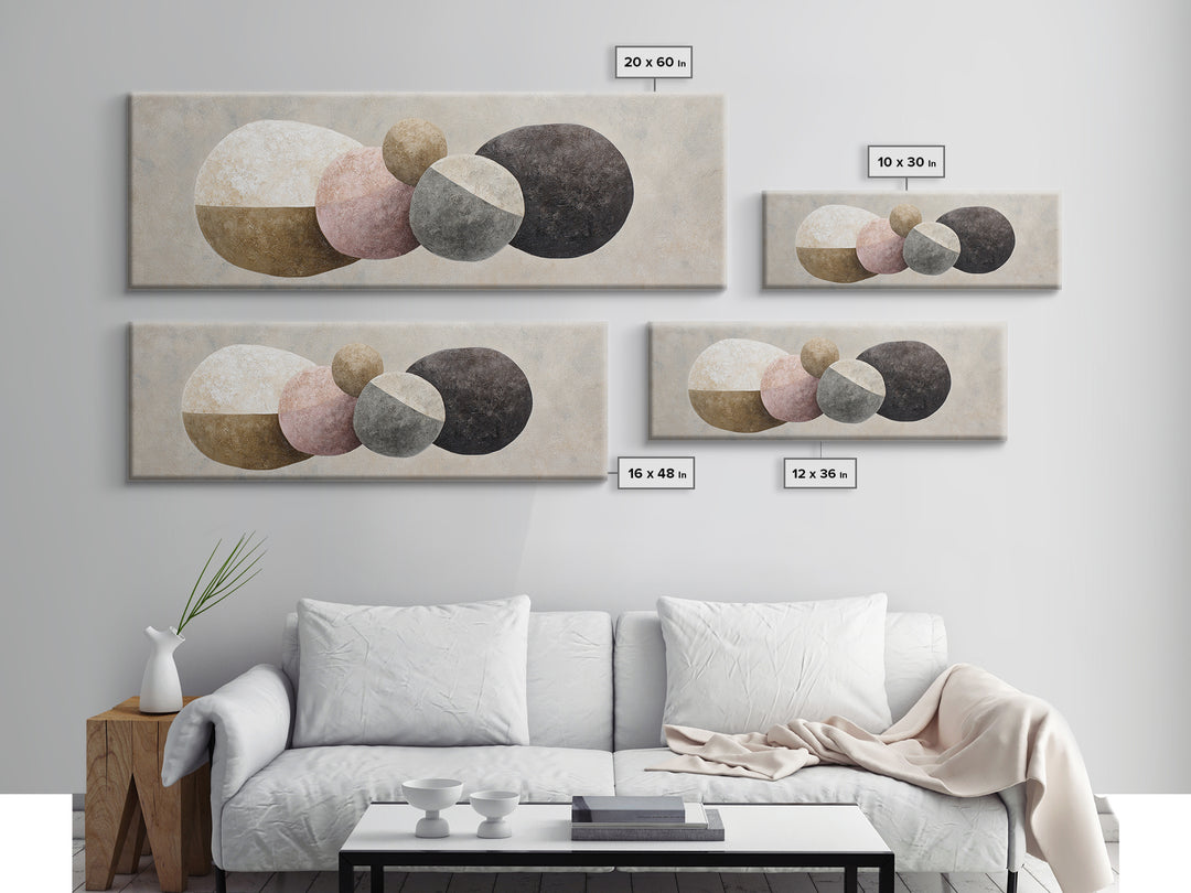 Minimal Stone Shapes Framed Canvas Print, Master Bedroom, Minimalist Decor, Bedroom Decor, Fine Art, Sanctuary, Farmhouse Decor, MAS-3x1-56