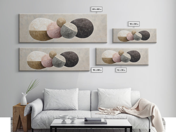 Minimal Stone Shapes Framed Canvas Print, Master Bedroom, Minimalist Decor, Bedroom Decor, Fine Art, Sanctuary, Farmhouse Decor, MAS-3x1-56