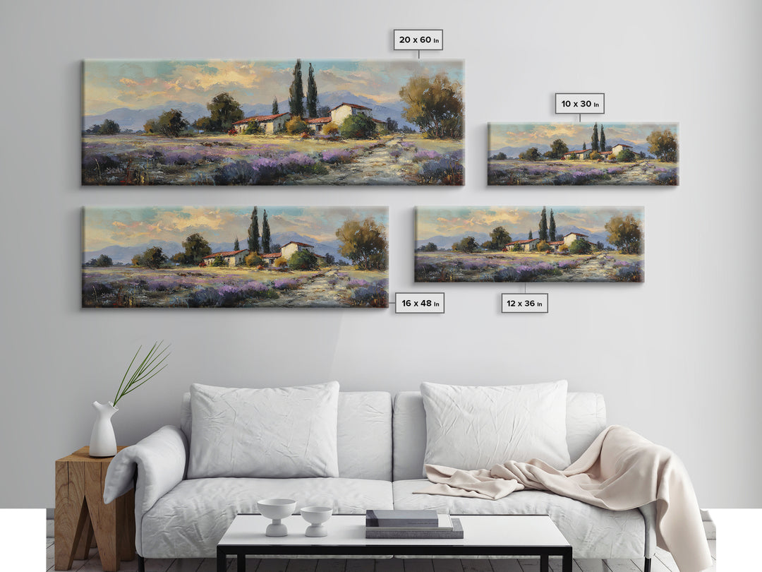 Lavender Field at Twilight Framed Canvas Print, Master Bedroom, Farmhouse Wall Art, Bedroom Decor, Fine Art, Sanctuary, MAS-3x1-58