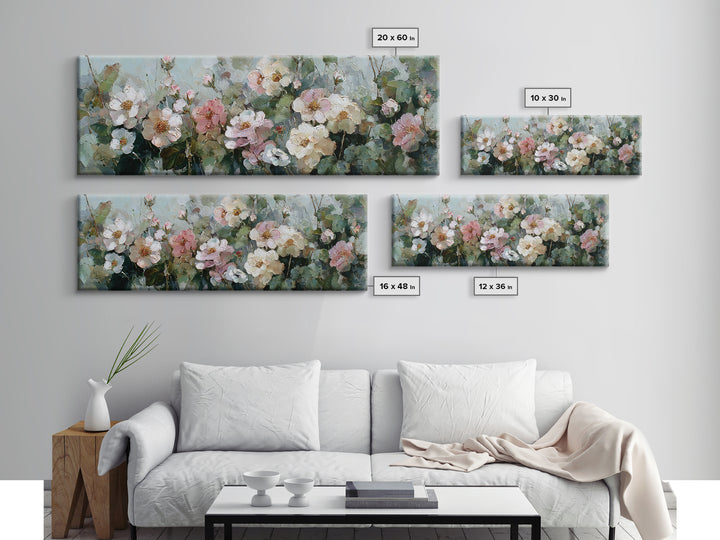 Dreamy Celestial Moon and Botanical Composition Canvas Print, Master Bedroom, Bedroom Wall Decor, Bedroom Decor, Sanctuary, MAS-3x1-75