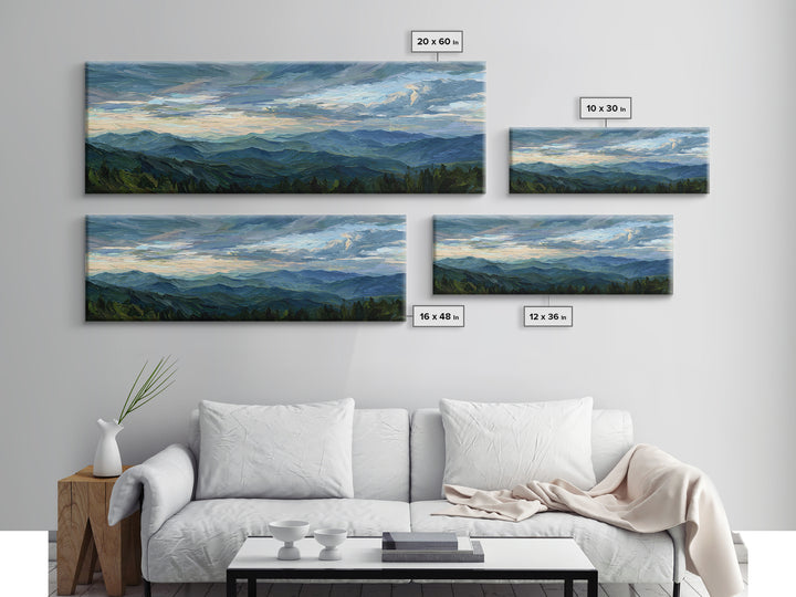 Soft Mountain Ridge Framed Canvas Print, Master Bedroom, Above Bed Wall Decor, Bedroom Decor, Oil Painting, Sanctuary, MAS-3x1-77