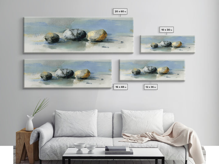 Minimal Stone Shapes Canvas Print, Master Bedroom, Above Bed Wall Art, Bedroom Decor, Abstract Art, Sanctuary, MAS-3x1-8