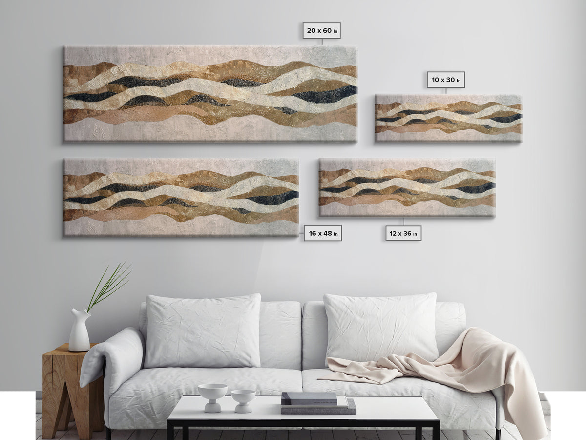 Abstract Wave Forms Framed Canvas Print, Master Bedroom, Bedroom Decor, Abstract Art, Sanctuary, Farmhouse Wall Art, MAS-3x1-84