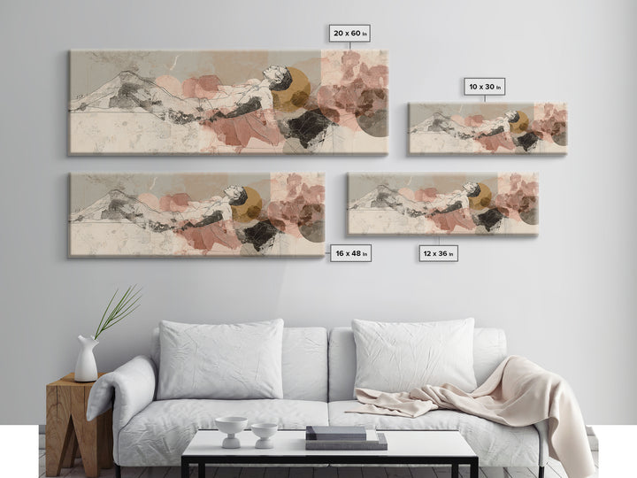 Classical Reclining Figure Implied Through Line Art Canvas Print, Master Bedroom, Above Bed Decor, Bedroom Decor, Sanctuary, MAS-3x1-86