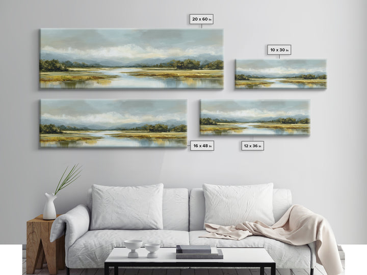 Serene Lake with Pale Morning Reflection Canvas Print, Master Bedroom, Wedding Decor, Bedroom Decor, Fine Art, Sanctuary, MAS-3x1-95