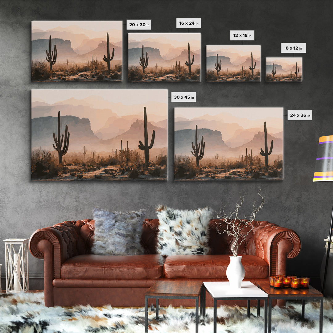 Quiet Desert Dusk Framed Canvas Print, Master Bedroom, Bedroom Wall Art, Bedroom Decor, Oil Painting, Sanctuary, Signs for Home, MAS-3x2-14