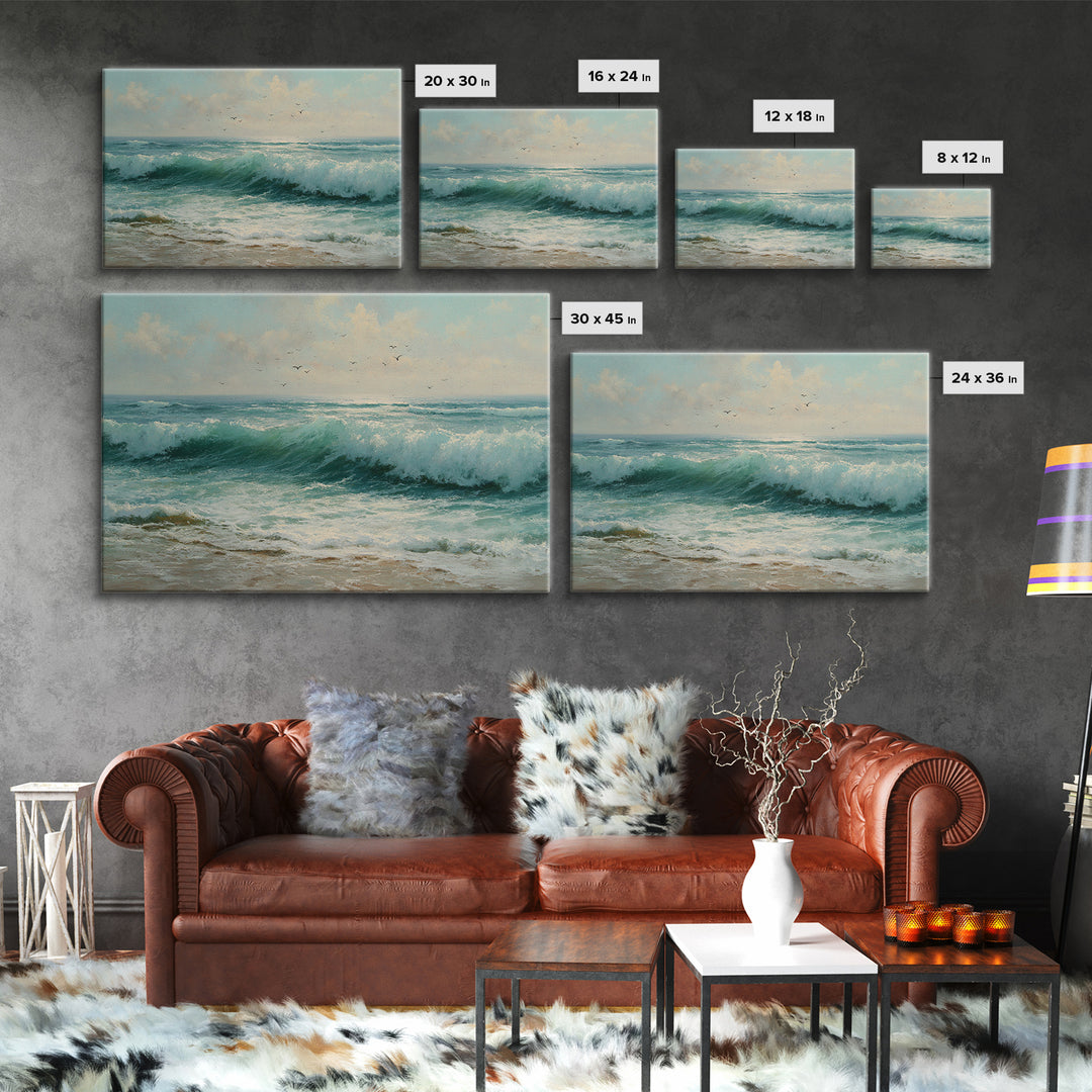 Elegant Moonlit Ocean Horizon Canvas Print, Master Bedroom, Modern Decor, Bedroom Decor, Fine Art, Sanctuary, Wall Decor, MAS-3x2-29
