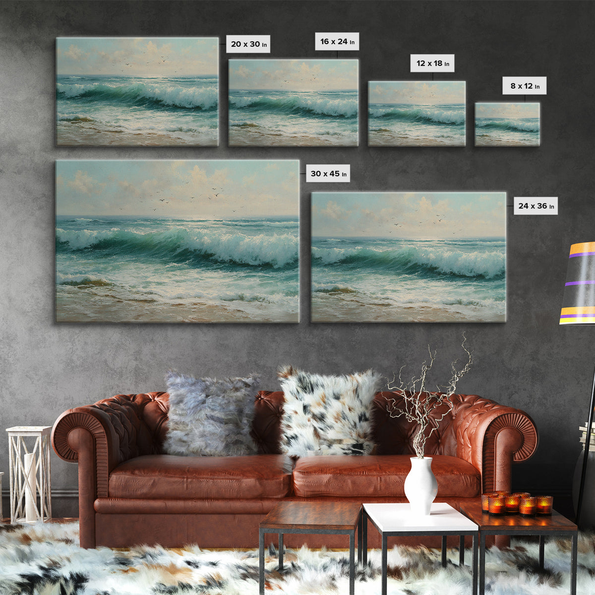 Elegant Moonlit Ocean Horizon Canvas Print, Master Bedroom, Modern Decor, Bedroom Decor, Fine Art, Sanctuary, Wall Decor, MAS-3x2-29