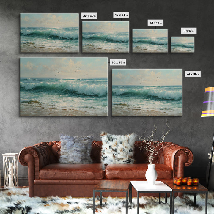 Elegant Moonlit Ocean Horizon Canvas Print, Master Bedroom, Modern Decor, Bedroom Decor, Fine Art, Sanctuary, Wall Decor, MAS-3x2-29