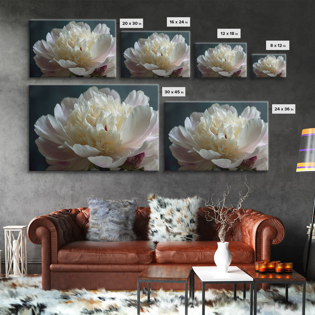 Romantic Neutral Peony Closeup Canvas Print, Master Bedroom, Wall Art Bedroom, Bedroom Decor, Sanctuary, Statement Artwork, MAS-3x2-30