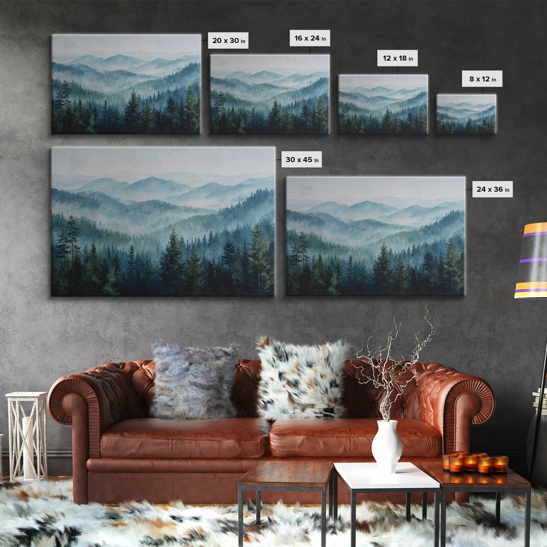 Calm Misty Forest Panorama Canvas Print, Master Bedroom, Room Decor, Bedroom Decor, Sanctuary, Wall Decal, Printable Art, MAS-3x2-56