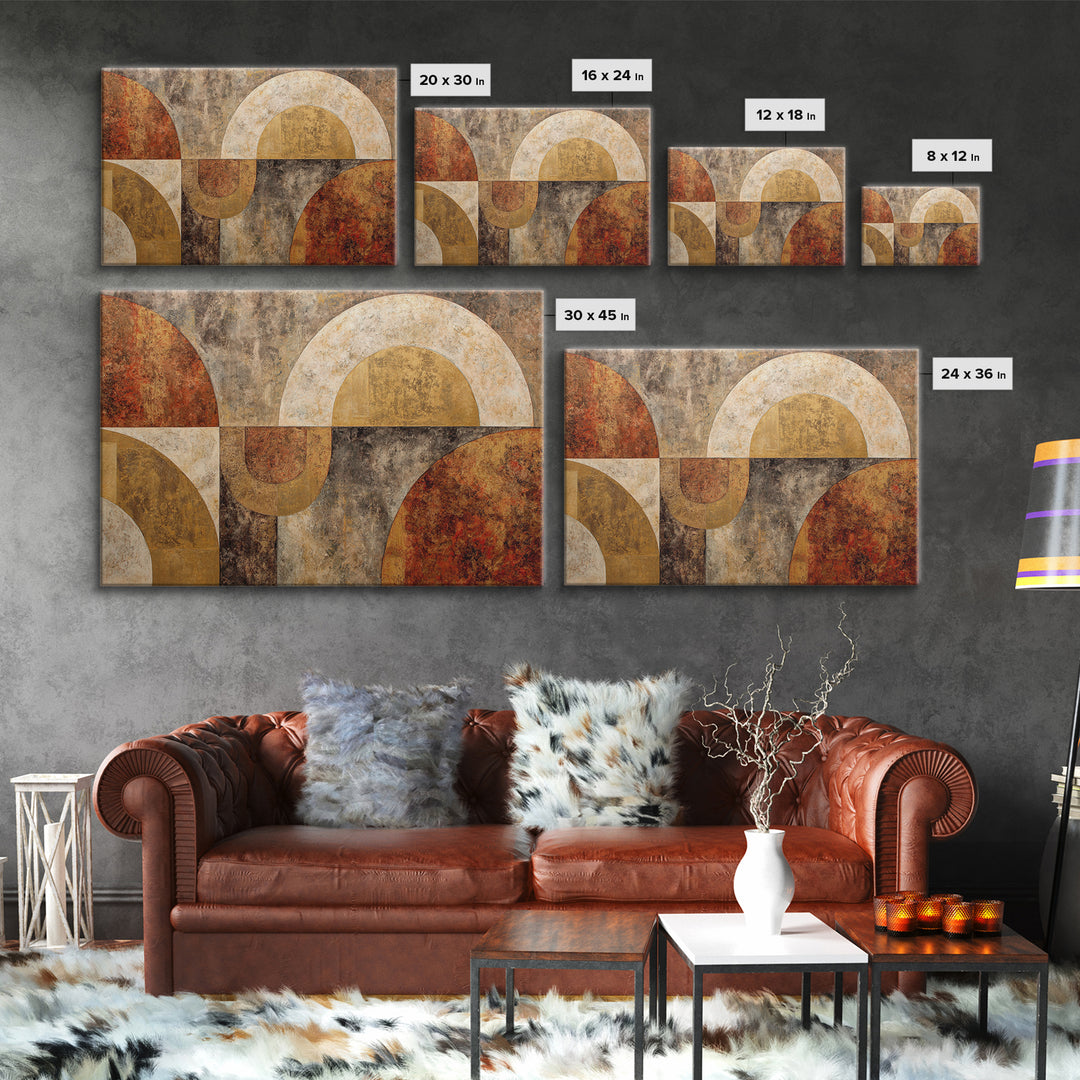Gold Accented Abstract Arches Framed Canvas Print, Master Bedroom, Textured Painting, Bedroom Decor, Abstract Art, Sanctuary, MAS-3x2-60
