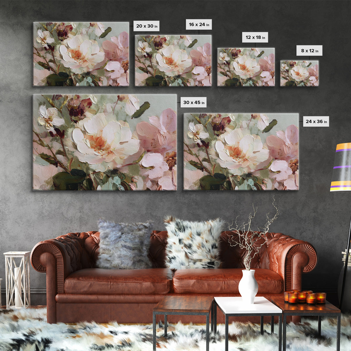 Dreamy Celestial Moon and Botanical Composition Canvas Print, Master Bedroom, Wall Art Bedroom, Bedroom Decor, Sanctuary, MAS-3x2-63