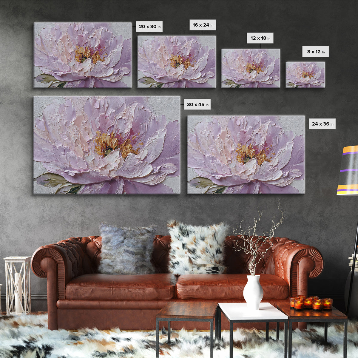 Romantic Neutral Peony Closeup Framed Canvas Print, Master Bedroom, Vinyl Wall Decal, Bedroom Decor, Fine Art, Sanctuary, MAS-3x2-78
