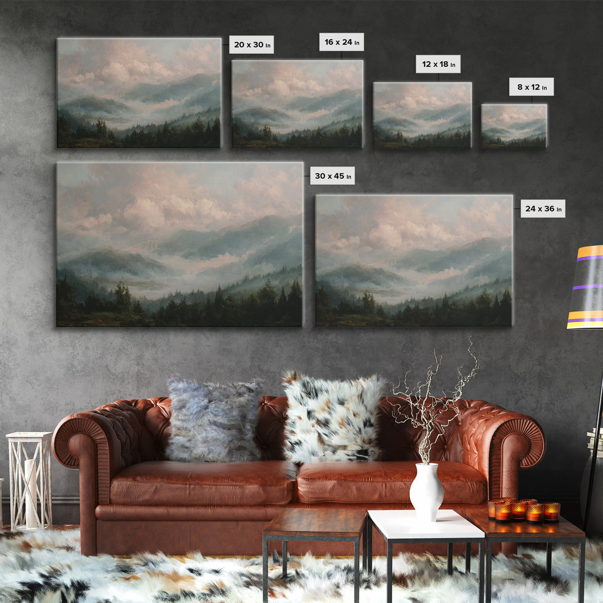 Blush and Taupe Cloudscape Framed Canvas Print, Master Bedroom, Over Bed Wall Art, Bedroom Decor, Oil Painting, Sanctuary, MAS-3x2-82