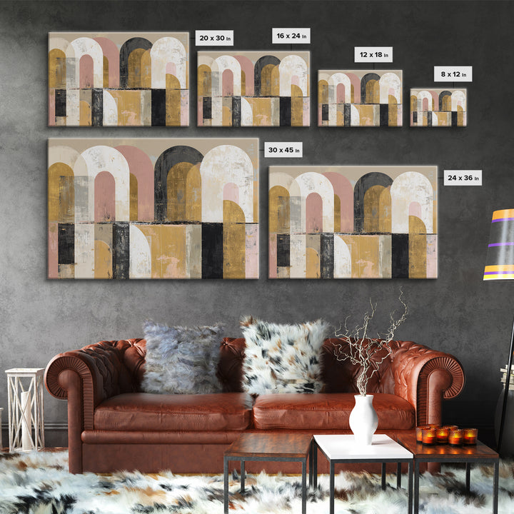 Gold Accented Abstract Arches Canvas Print, Master Bedroom, Wall Decor, Bedroom Decor, Sanctuary, Farmhouse Wall Decor, MAS-3x2-84