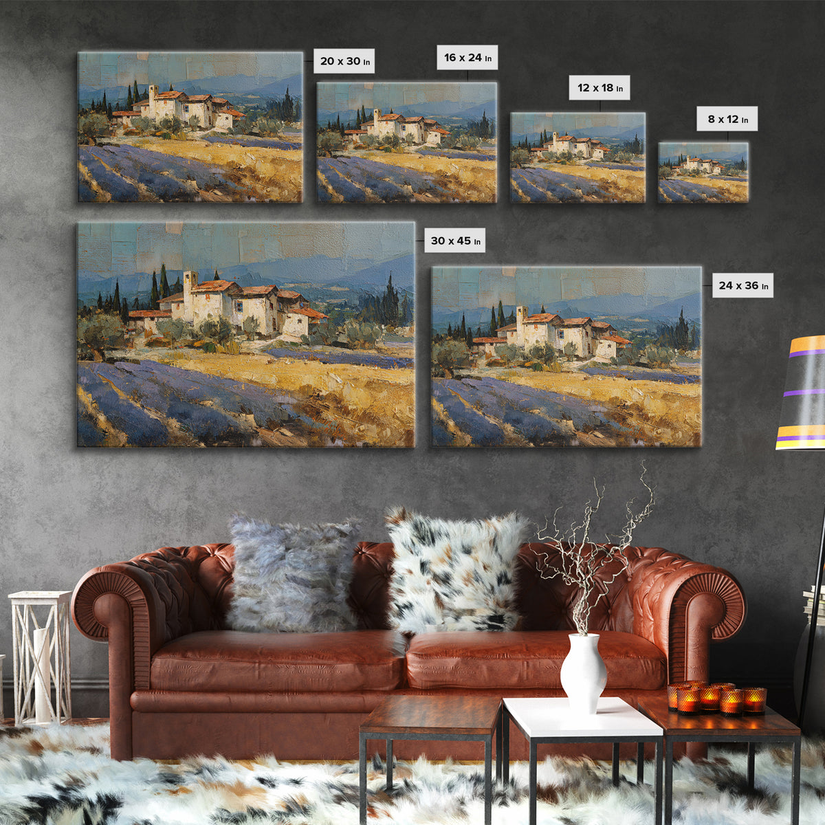 Lavender Field at Twilight Canvas Print, Master Bedroom, Set of 2 Prints, Bedroom Decor, Abstract Art, Sanctuary, MAS-3x2-94