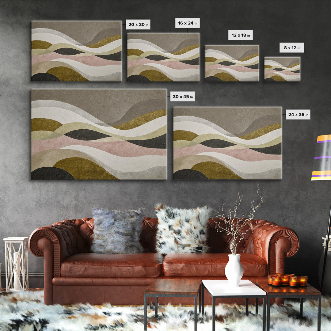 Abstract Wave Forms Framed Canvas Print, Master Bedroom, Bedroom Decor, Abstract Art, Sanctuary, Farmhouse Wall Art, MAS-3x2-96