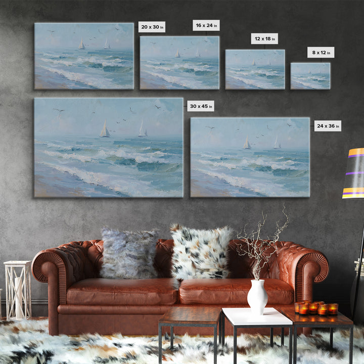 Hotel Coastal Landscape Framed Canvas Print, Master Bedroom, Luxury Decor, Bedroom Decor, Fine Art, Sanctuary, Wedding Decor, MAS-3x2-97
