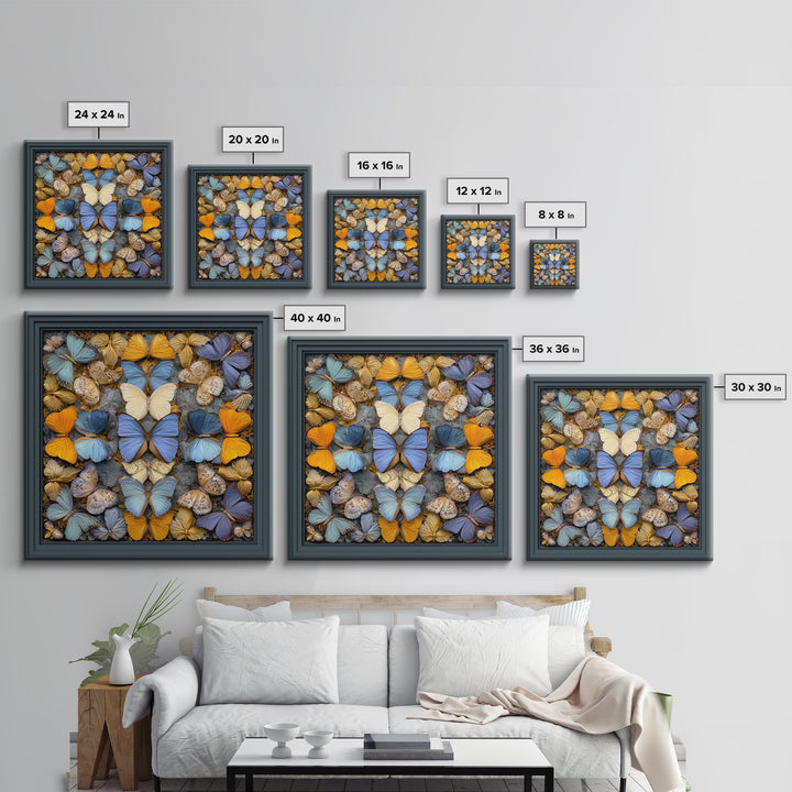 Framed Butterfly Collection Canvas Print, Maximalist Art, Art Nouveau, Living Room Decor, Maximal, Living Room Wall Art, MAX-1x1-23