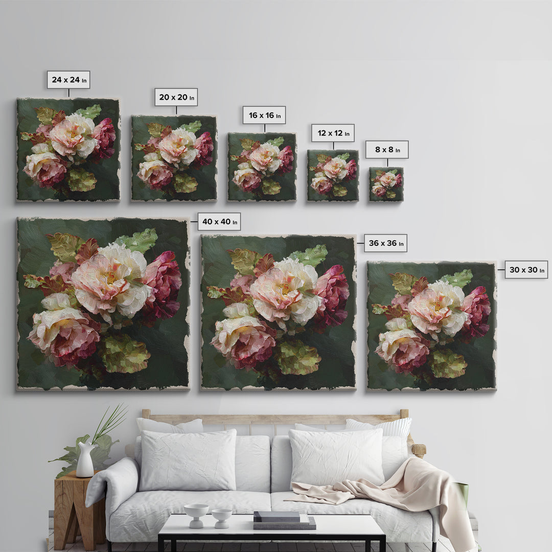 Baroque Roses Mixed Canvas Print, Maximalist Art, Leopard Print, Living Room Decor, Abstract Art, Maximal, Minimalist Decor, MAX-1x1-54