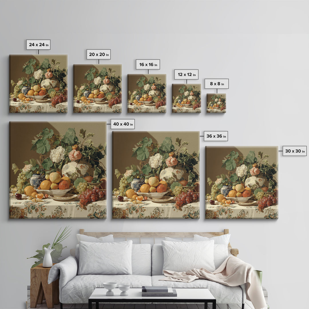 Rococo Fruit Feast Framed Canvas Print, Maximalist Art, Neutral Decor, Living Room Decor, Fine Art, Maximal, Home Decor, MAX-1x1-63