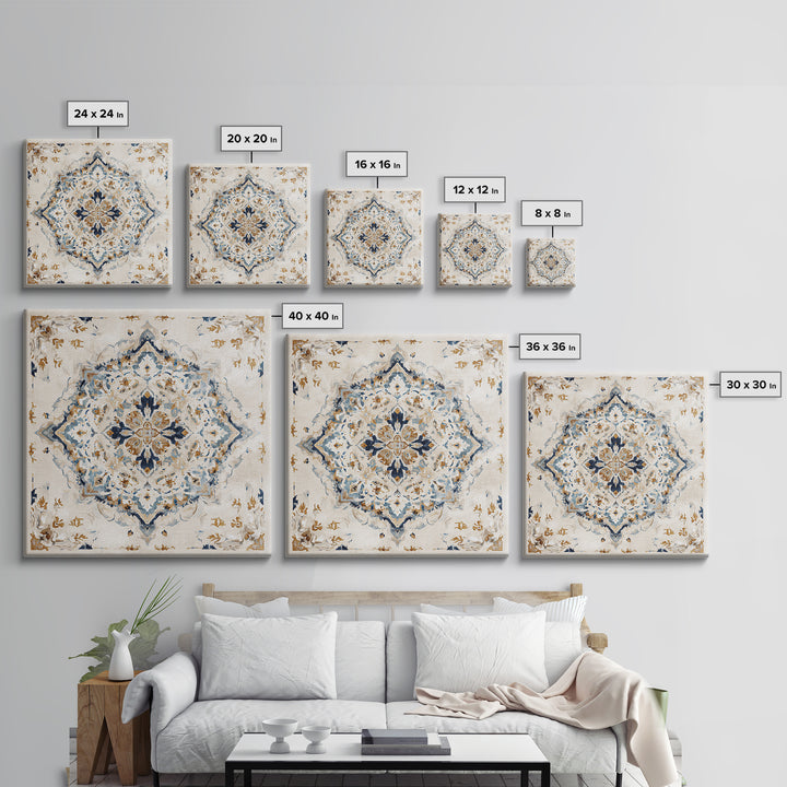 Bohemian Textile Pattern Framed Canvas Print, Maximalist Art, Modern Wall Art, Living Room Decor, Maximal, Statement Artwork, MAX-1x1-68