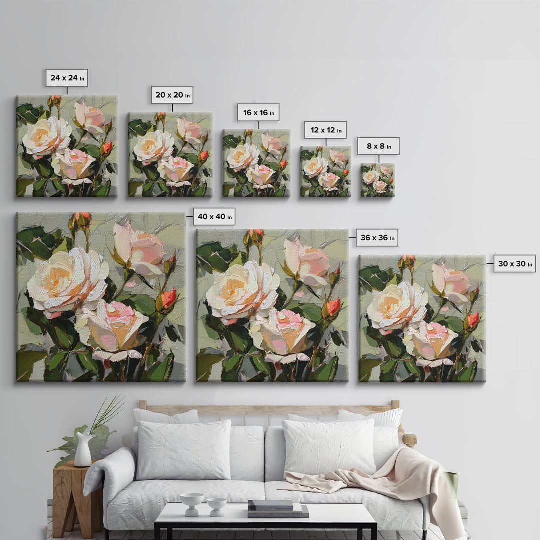 Baroque Roses Mixed Framed Canvas Print, Maximalist Art, Statement Artwork, Living Room Decor, Abstract Art, Maximal, MAX-1x1-78