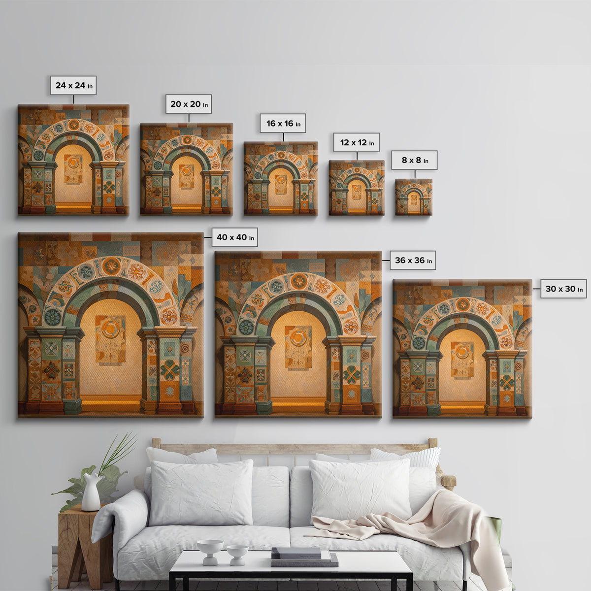 Ornamental Arch Filled Canvas Print, Maximalist Art, Room Decor, Living Room Decor, Fine Art, Maximal, Original Painting, MAX-1x1-91