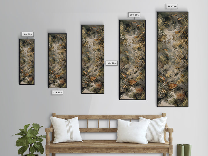 Wild Coral Reef Framed Canvas Print, Maximalist Art, Textured Painting, Living Room Decor, Fine Art, Maximal, Digital Wall Art, MAX-1x3-29