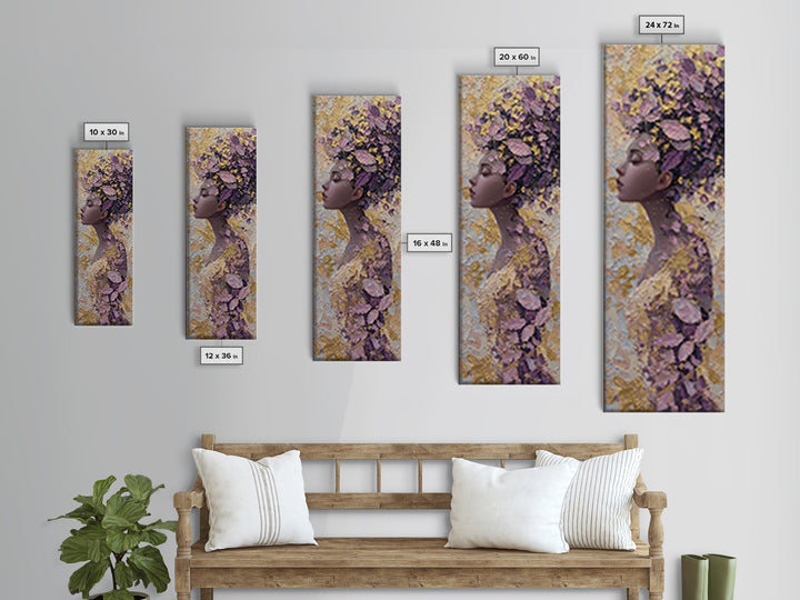 Patterned Moon Goddess Framed Canvas Print, Maximalist Art, Digital Art, Living Room Decor, Fine Art, Maximal, Pink Wall Art, MAX-1x3-36