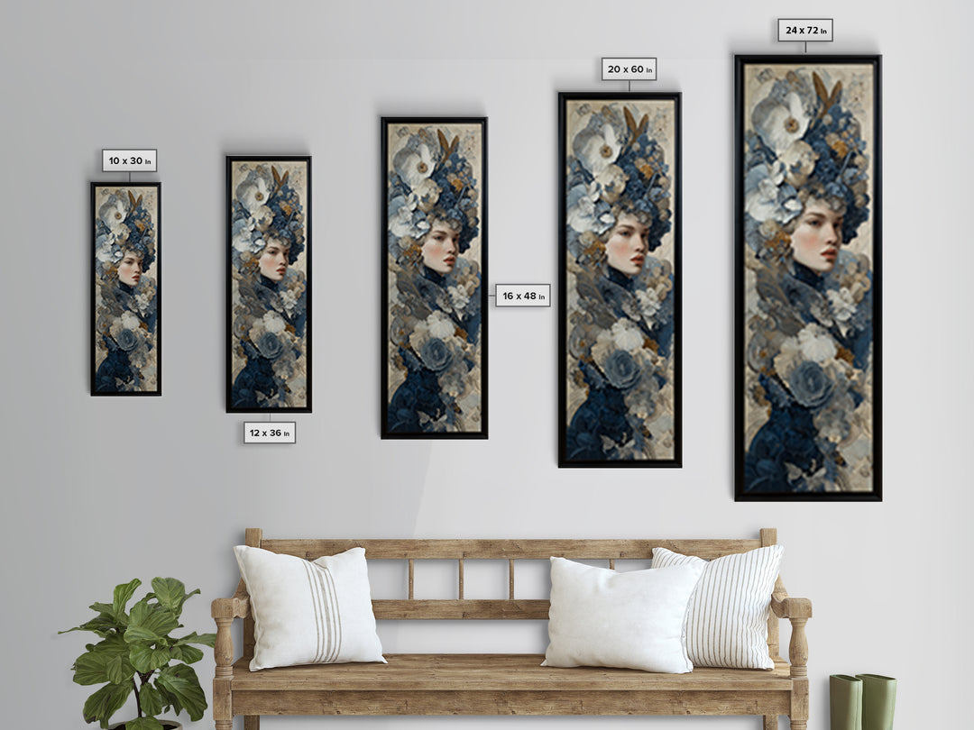 Ornate Portrait with Layered Textiles and Jewels Canvas Print, Maximalist Art, Digital Print, Living Room Decor, Maximal, MAX-1x3-40