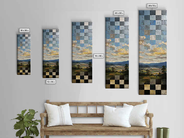 Eclectic Checkerboard Landscape Canvas Print, Maximalist Art, Art Print, Living Room Decor, Fine Art, Maximal, Boho Wall Art, MAX-1x3-65
