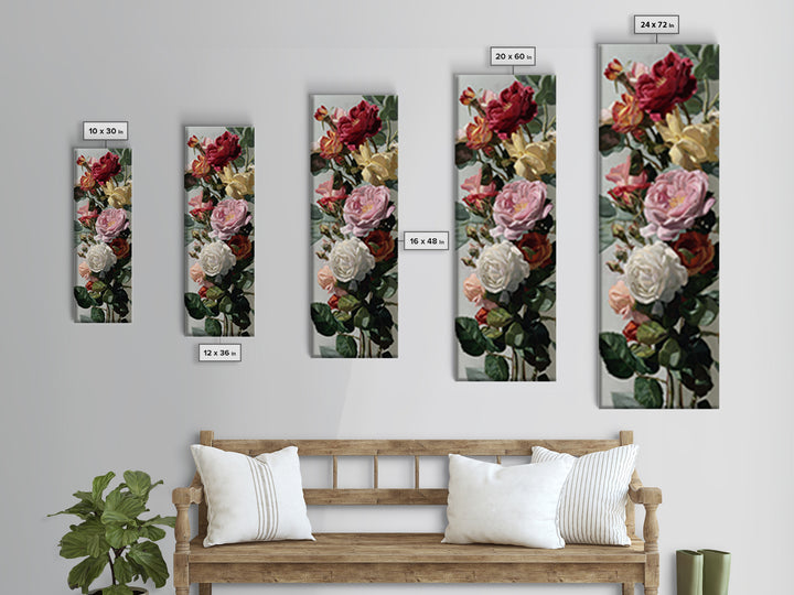 Baroque Roses Mixed Framed Canvas Print, Maximalist Art, Luxury Decor, Living Room Decor, Abstract Art, Maximal, MAX-1x3-66