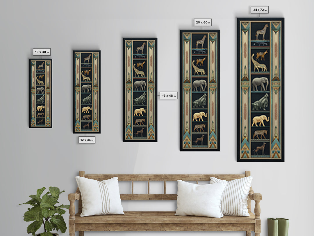 Folk Art Animal Parade Framed Canvas Print, Maximalist Art, Unique Wall Art, Living Room Decor, Oil Painting, Maximal, MAX-1x3-76