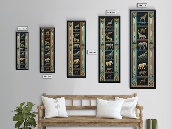 Folk Art Animal Parade Framed Canvas Print, Maximalist Art, Unique Wall Art, Living Room Decor, Oil Painting, Maximal, MAX-1x3-76