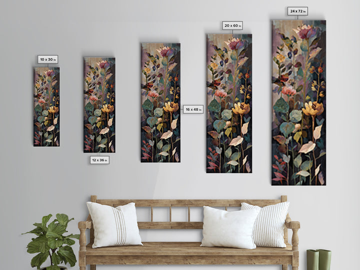 Crowded Botanical Tapestry Framed Canvas Print, Maximalist Art, Boho Decor, Living Room Decor, Fine Art, Maximal, Art Print, MAX-1x3-91