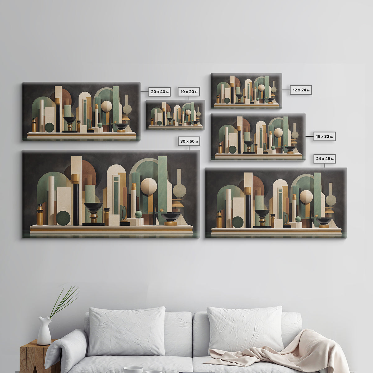 Surreal Room of Floating Objects as Decorative Canvas Print, Maximalist Art, Digital Wall Art, Living Room Decor, Maximal, MAX-2x1-29