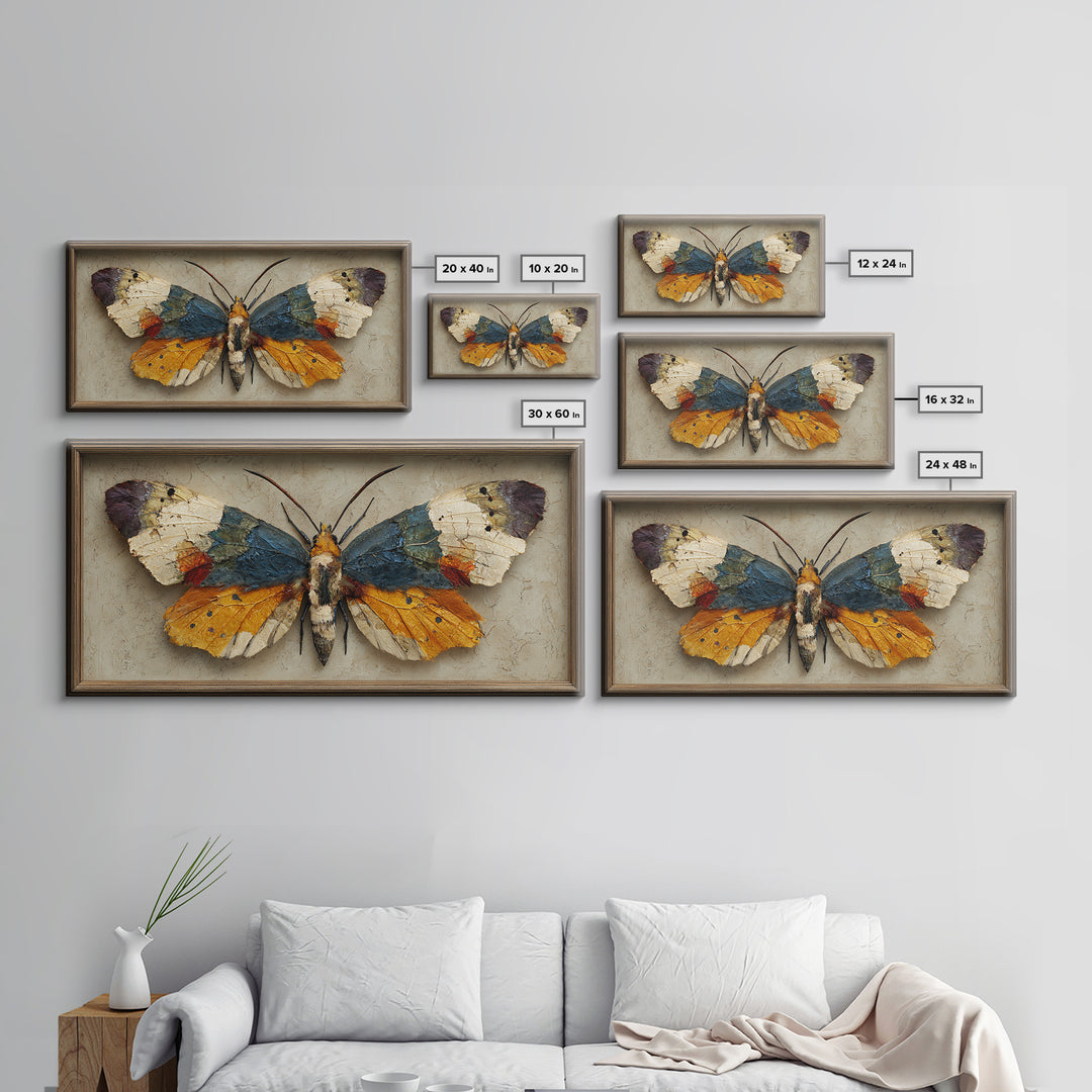 Framed Butterfly Collection Framed Canvas Print, Maximalist Art, Original Painting, Living Room Decor, Fine Art, Maximal, MAX-2x1-43