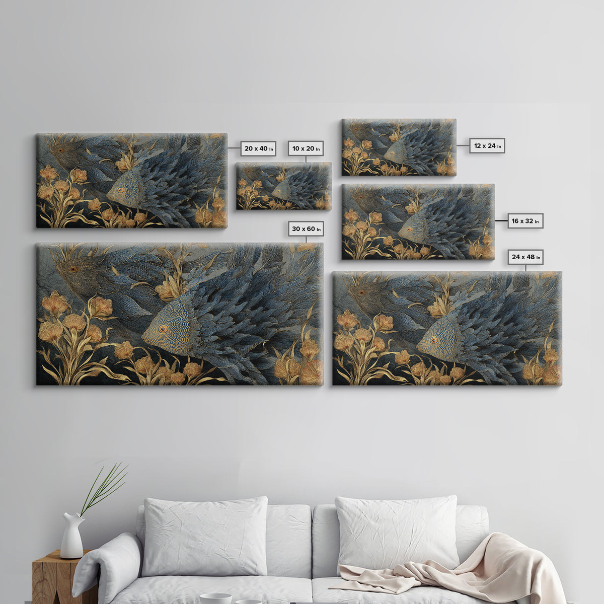 Wild Coral Reef Canvas Print, Maximalist Art, Art Nouveau, Living Room Decor, Fine Art, Maximal, Living Room Wall Art, MAX-2x1-61