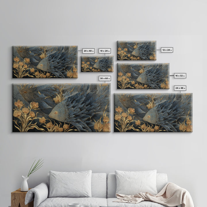 Wild Coral Reef Canvas Print, Maximalist Art, Art Nouveau, Living Room Decor, Fine Art, Maximal, Living Room Wall Art, MAX-2x1-61