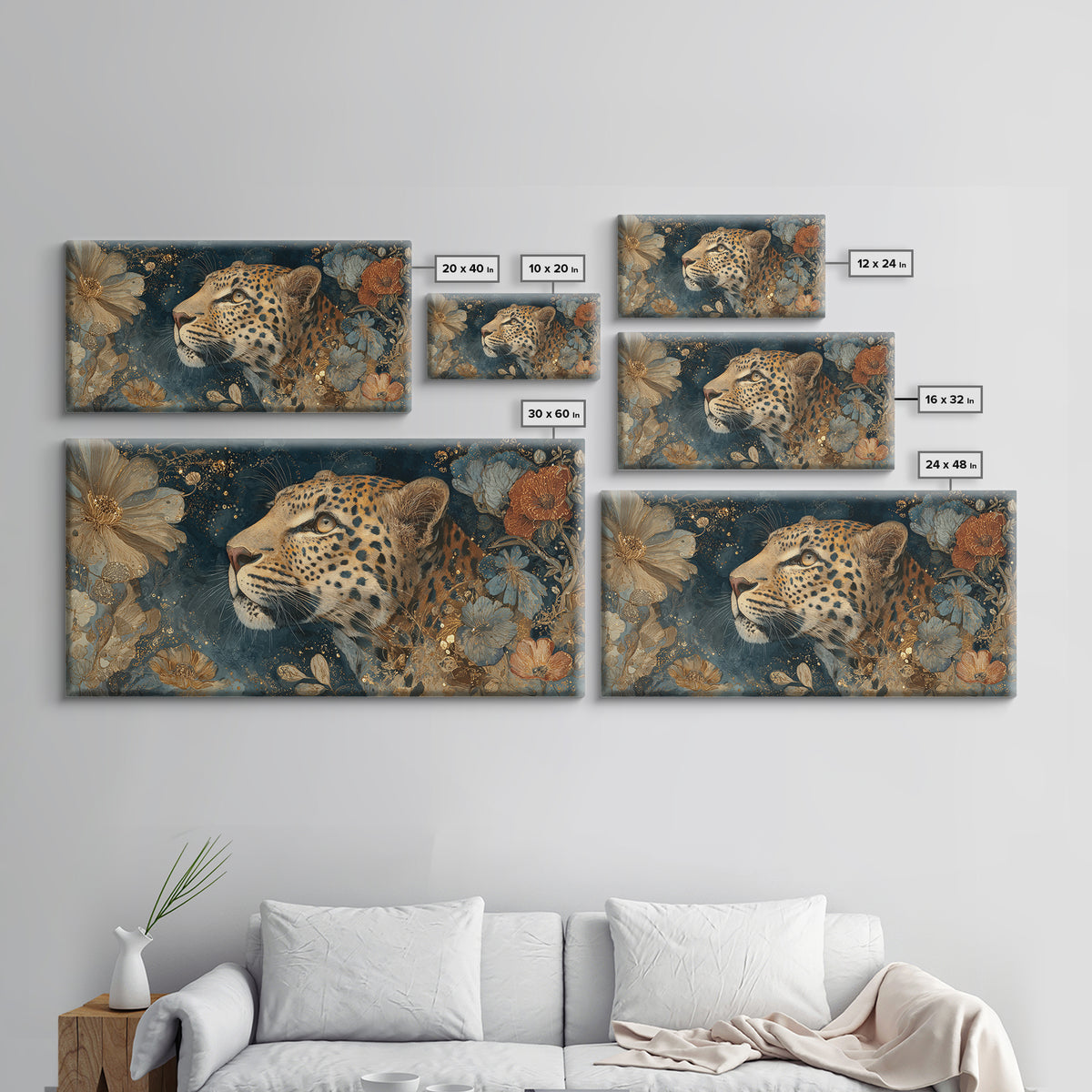 Rainbow Leopard Portrait Framed Canvas Print, Maximalist Art, Luxury Decor, Living Room Decor, Fine Art, Maximal, MAX-2x1-8